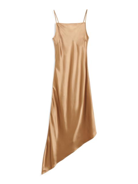 Leviana Asymmetric Satin Midi Slip Dress bronze