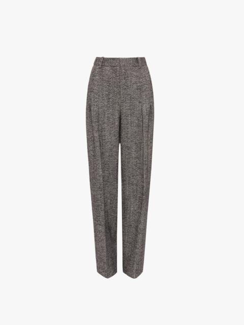 Victoria Beckham Front Pleat Trousers In Monochrome
