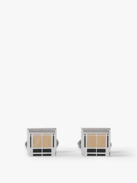 Burberry Check Palladium-plated Square Cufflinks