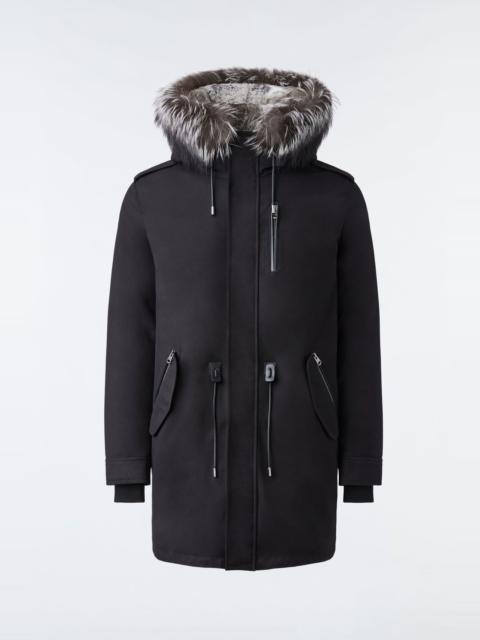 MORITZ rabbit fur-lined twill parka with removable silver fox fur trim