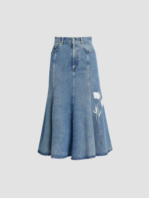 Erdem EMBROIDERED DENIM MIDI SKIRT