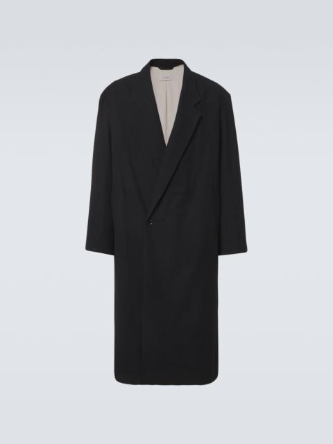 Oversized virgin wool twill overcoat