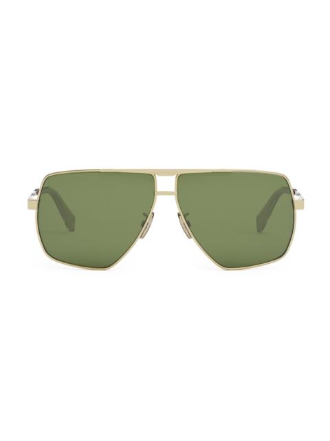 CELINE Men's Rectangular 58MM Metal Sunglasses - Shiny Gold Green