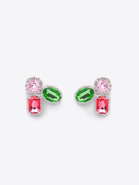 AREA CRYSTAL GEMSTONE TRIPLE EARRINGS