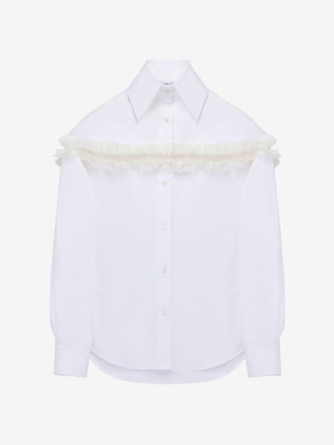 Alexander McQueen Slashed Creponne Detail Oversized Shirt