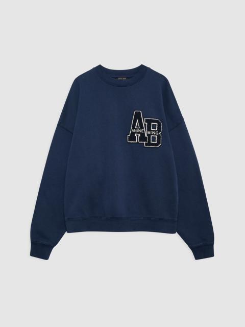 ANINE BING Miles Oversized Sweatshirt Letterman - Washed Navy