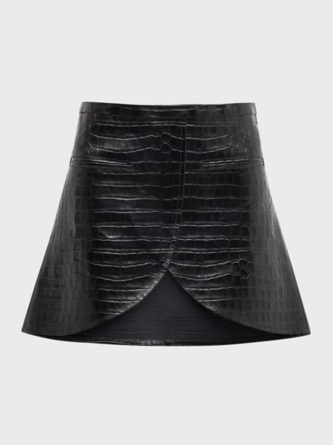 Ellipse Croc-Embossed Leather Mini Skirt