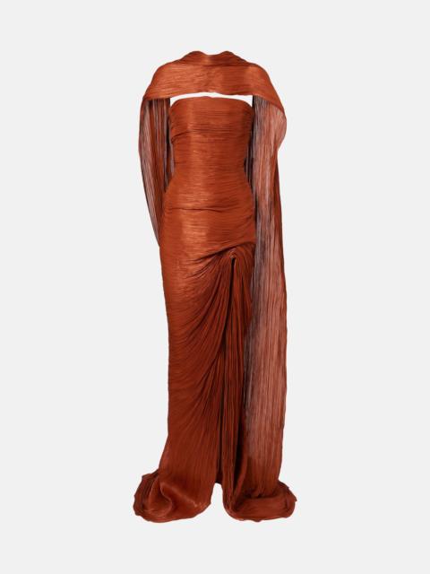 MARMAR HALIM Draped pleated scarf-detail gown