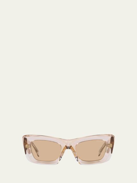 Rectangular Marble Acetate Cat-Eye Sunglasses