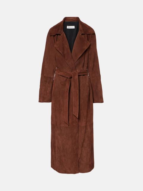 NOUR HAMMOUR Althea suede wrap coat
