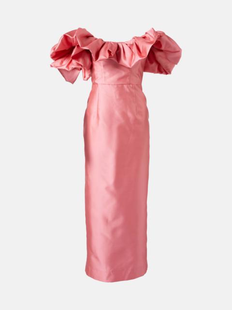 ALÉMAIS Ruffled off-shoulder gown