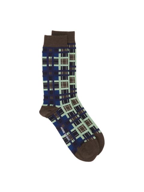 HENRIK VIBSKOV CHECKS SOCKS HOMME - CHECKS NAVY