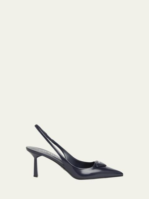Prada Patent Padded Triangle Slingback Pumps