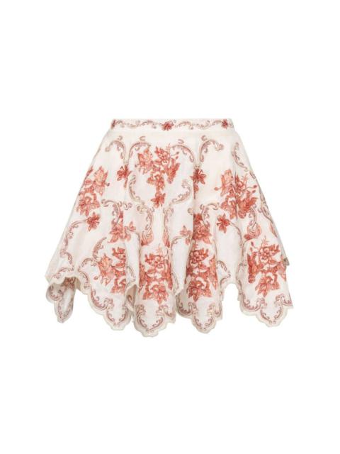 Agua by Agua Bendita Retrato Florero embroidered mini skirt