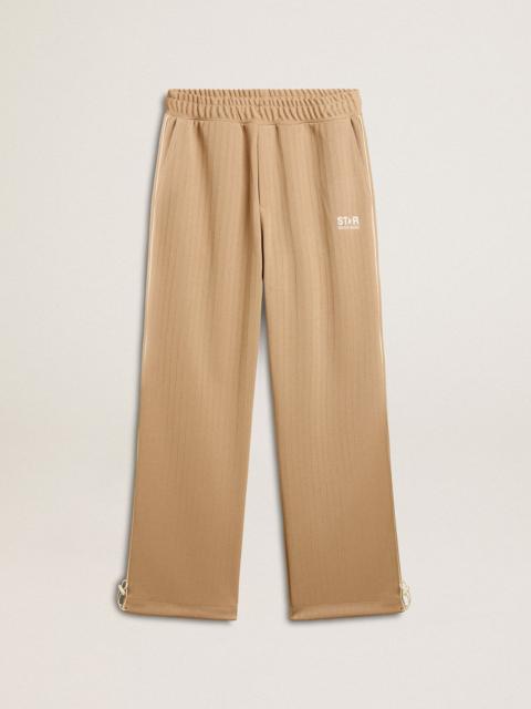 Men’s light beige joggers with white logo