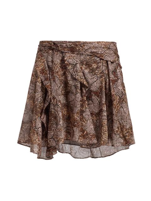Isabel Marant Women's Camia Animal-Print Cotton Miniskirt - Ochre
