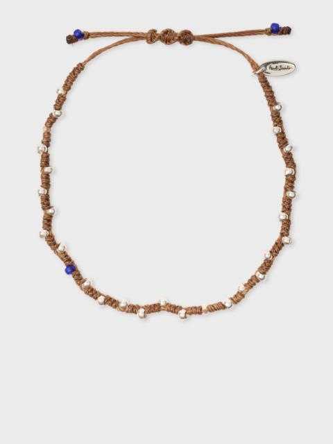 Paul Smith Brown Cord Silver Bead Bracelet