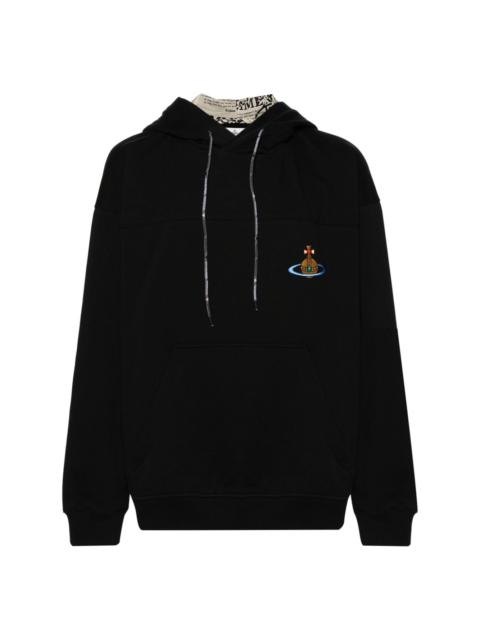 Orb-embroidered cotton hoodie