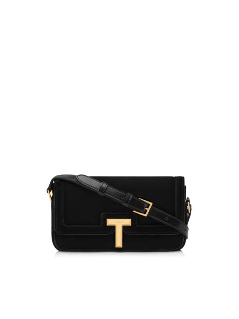 TOM FORD Embellished leather-trimmed velvet shoulder bag