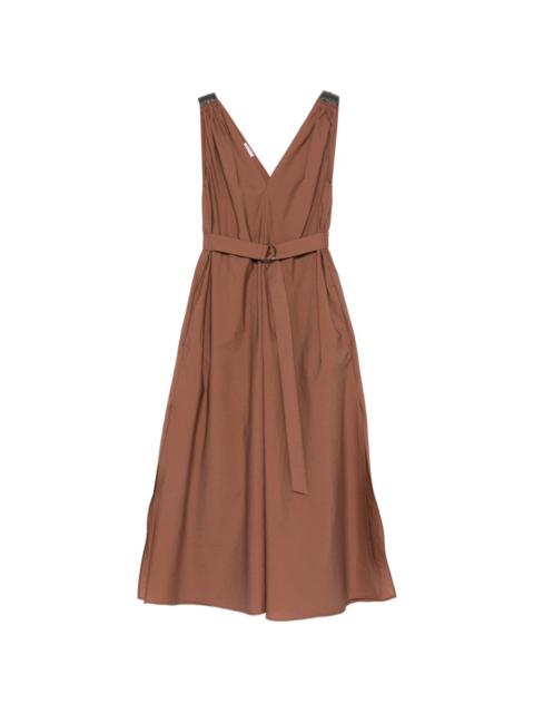 Brunello Cucinelli beaded V-neck belt dress