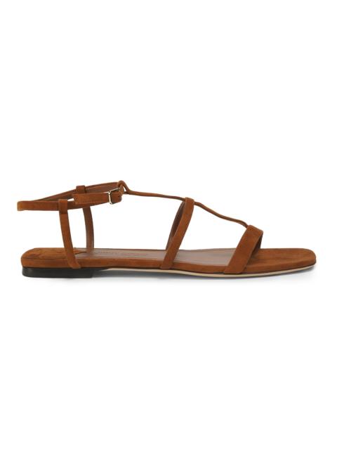 JIMMY CHOO Women's Gwyn Suede T-Strap Flat Sandals - Tan