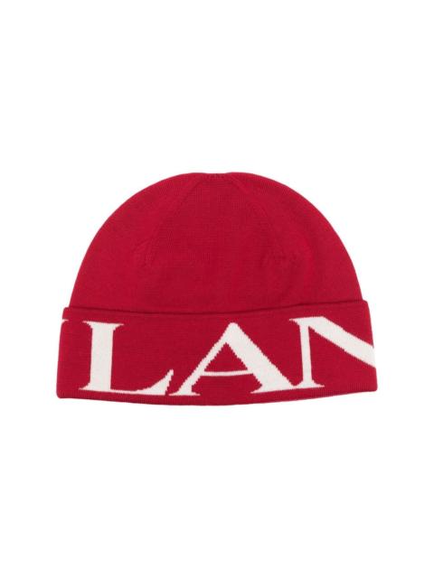 Lanvin intarsia-logo wool beanie