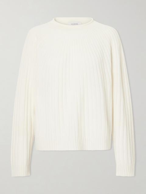 LA LIGNE Scallop Ribbed-knit Cashmere Sweater