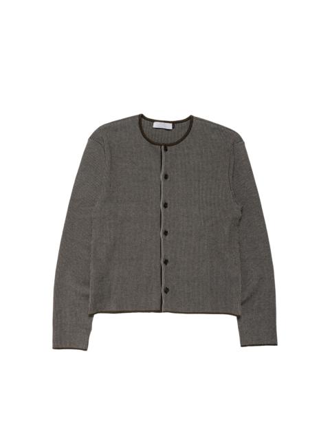 AMOMENTO Stripe Button Up Cardigan Brown