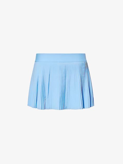 Pleated mid-rise stretch-recycled polyester mini skirt