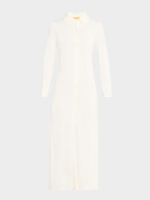 GUEST IN RESIDENCE Showtime Silk-Linen Maxi Shirtdress