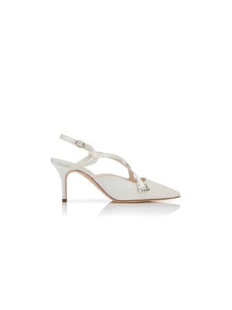 Manolo Blahnik Light Cream Satin Slingback Pumps