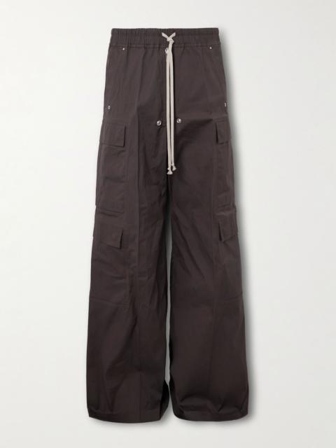 Rick Owens Belas Wide-Leg Cotton-Blend Poplin Drawstring Cargo Trousers Dark gray