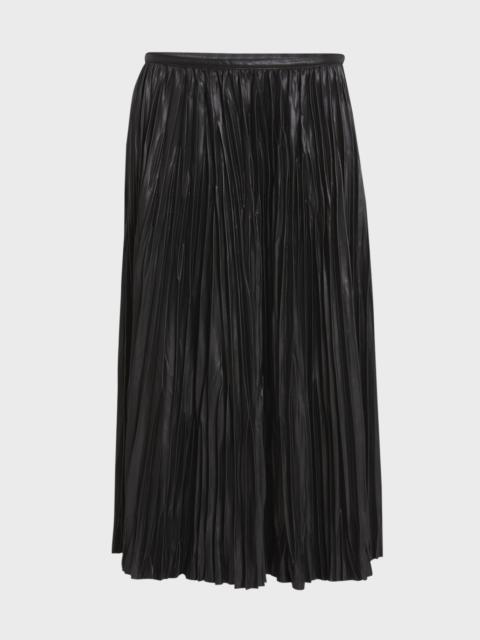 Rosalyn Pleated Faux-Leather Skirt