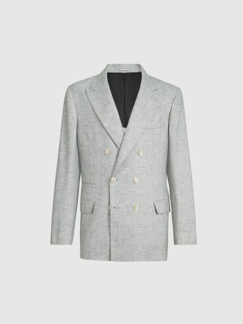 Brunello Cucinelli Virgin wool Prince of Wales fresco one-and-a-half breasted deconstructed blazer