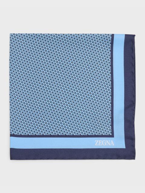 ZEGNA Men's Silk Geometric-Print Pocket Square