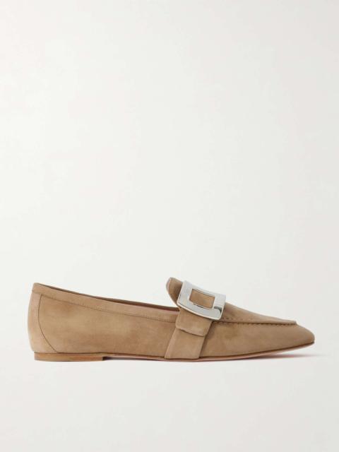Roger Vivier Buckled suede loafers Beige