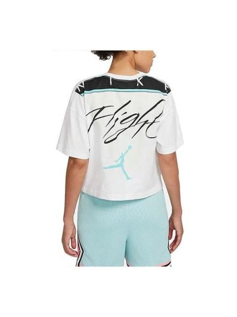 Jordan (WMNS) Air Jordan Essential Casual Sports Round Neck Printing Short Sleeve White T-Shirt DC2154-100