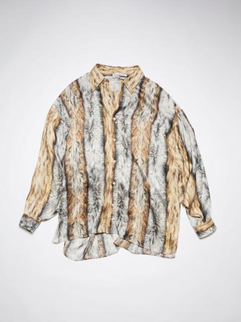 Acne Studios Fur print button-up shirt - Beige/grey