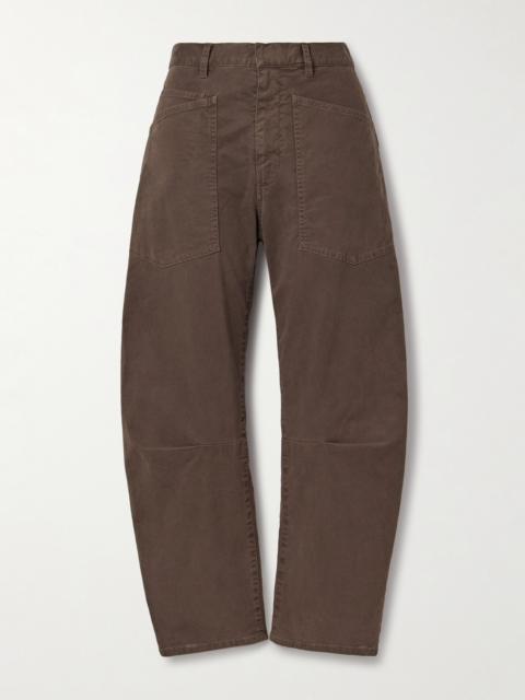 NILI LOTAN Shon Brushed Stretch-cotton Twill Barrel-leg Pants