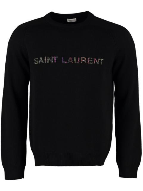 SAINT LAURENT beaded logo embroidery sweater