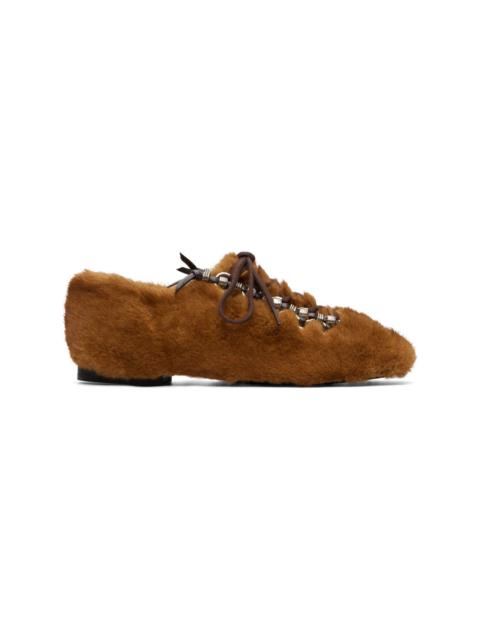TOGA PULLA Brown Faux-Fur Leather Derbys