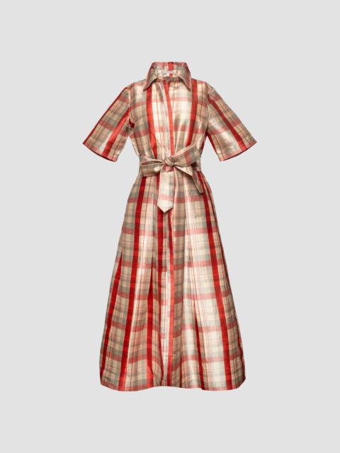 FRANCES VALENTINE Women's Bella Plaid Belted Maxi Dress - Red Blue Multi