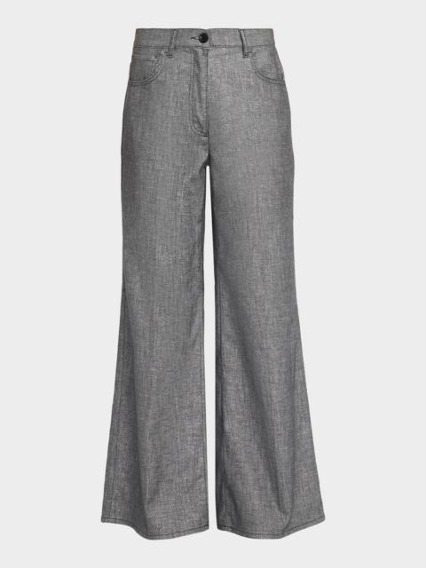 PESERICO Wide-Leg Cotton-Blend Pants