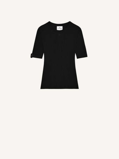 courrèges BUCKLE RIB KNIT T-SHIRT