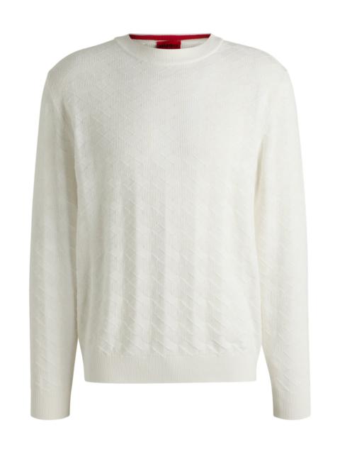 HUGO COTTON SWEATER WITH TONAL ARGYLE PATTERN