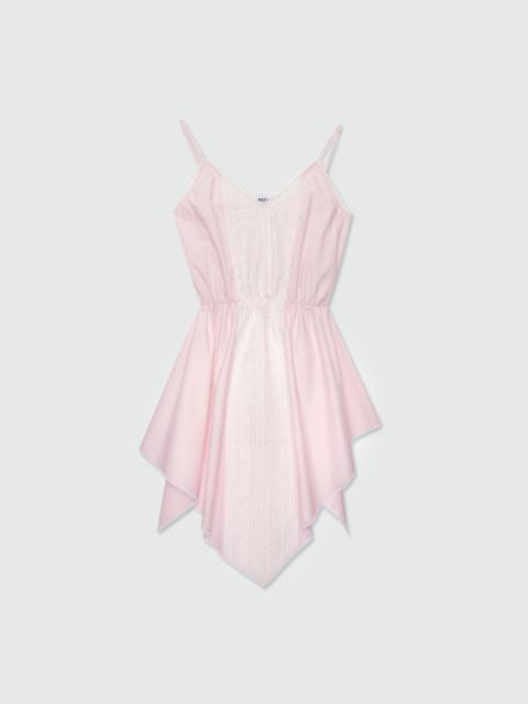 MSGM Pink cotton poplin slip dress with lace inserts