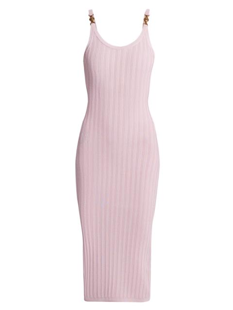 VERSACE Women's La Vacanza Mesh Rib-Knit Tank Midi-Dress - Light Mauve