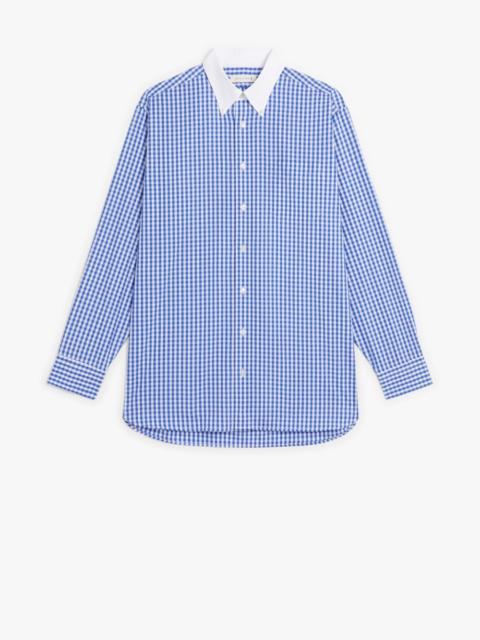 Mackintosh ROMA BLUE CHECK BUTTON DOWN SHIRT | GSC-105