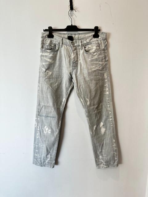 Dior Dior Homme 06 Light Blue White Lacquer Distressed Denim Jeans