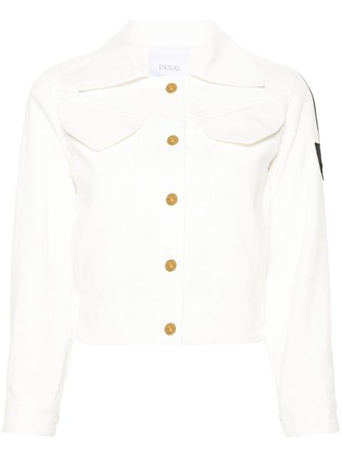PATOU logo-patch cropped denim jacket